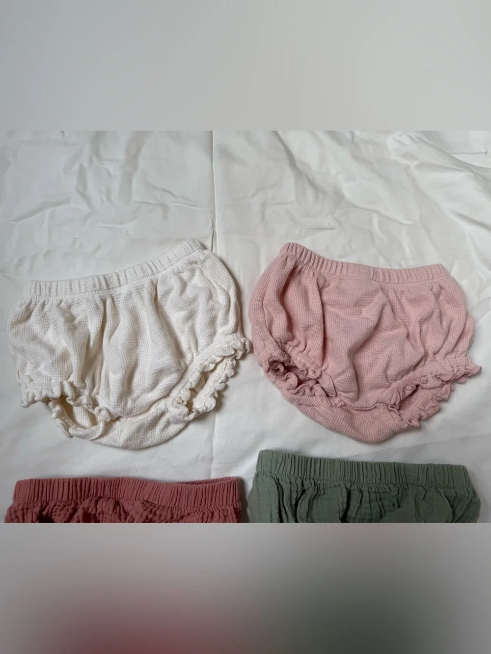 Baby Soft Ruffled Bloomers - Pink, White, Sage, Mauve
